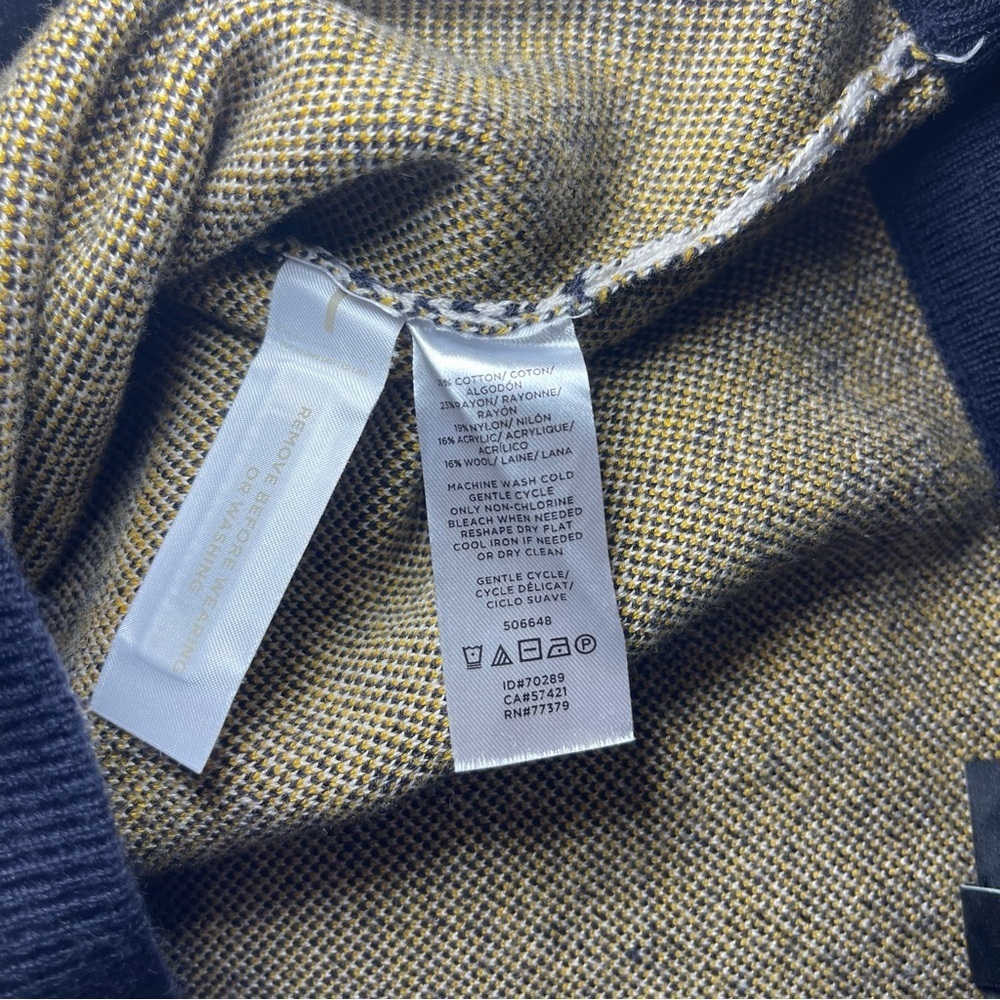 Ann Taylor Women’s Plaid Knit fall holiday Pencil Skirt Navy Yellow in Size M - Picture 6 of 8